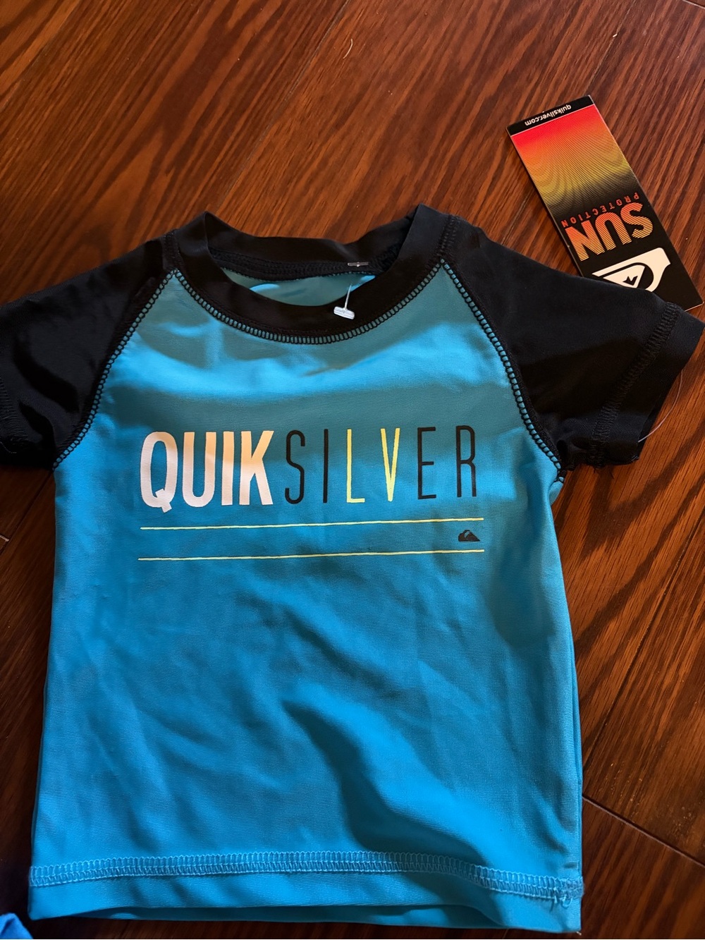 Quiksilver baby' Blue and Black Rash Guard Swim Shirt